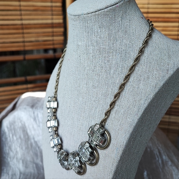 Banana Republic Baguette Silver and Gold Clear Rhinestone Square Round Stones - Picture 2 of 11